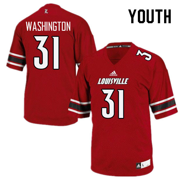 Youth #31 Marcus Washington Louisville Cardinals College Football Jerseys Stitched Sale-Red - Click Image to Close